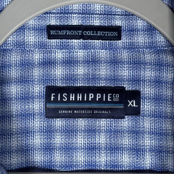 Fish Hippie Rumfront Blue Check Short Sleeve Button Down Shirt XL - Picture 5 of 7